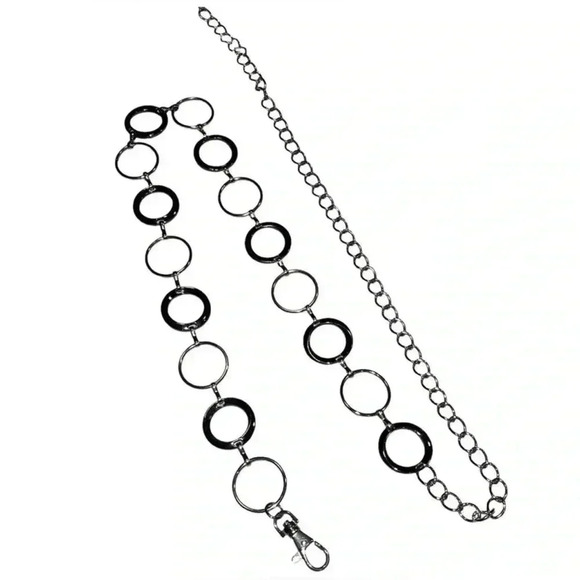 Silver Tone Gun Metal Gray Circle Chain Link - Picture 8 of 12